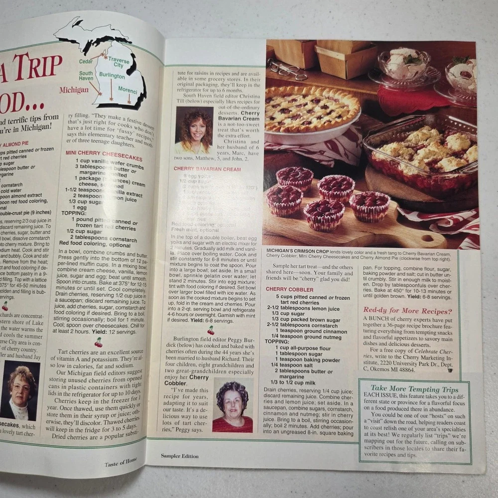 1995 Taste of Home Sampler Edition No 3 Michigan Cherry Dessert Recipes